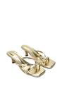 Gold XY LONDON Gold 'Tiana' Kitten Heel Sandal Mules With Toe Post, Image 3 of 6