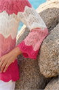 Pink Colour Block Crochet Knit Jumper, Image 4 of 4