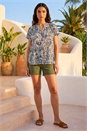 Natural  Animal Print Pintuck Burnout Shirt, Image 2 of 4