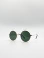 Green Classic Metal Round Sunglasses With Green Tinted Lenses, Image 3 of 4