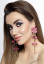 Pink AVANT-GARDE PARIS Pink Long Blue Floral Earrings, Image 4 of 5
