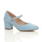 Light Blue AJVANI Light Blue Mid Block Heel Mary Jane Court Shoes, Image 1 of 6