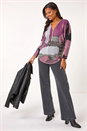 Mauve Brushed Print Zip Detail Top, Image 2 of 5