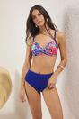 Multi Tropical Print Underwired Bikini Set with High Waist, Image 1 of 3