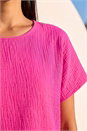 Fuchsia Cotton Top Overlay Midi Dress, Image 4 of 4