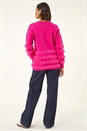 CERISE Fluffy Trim Knit Jumper, Image 4 of 5