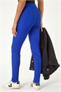 Royal Blue Full Length Elastic Waist Stretch Trousers, Image 3 of 5