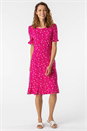Fuchsia Floral Print Fluted Hem Shift Dress, Image 3 of 6