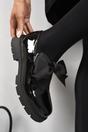 Black Taylee Chunky Sole Patent Ballet Flats With Bow Detail, Image 3 of 4