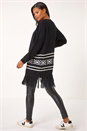 Black Jacquard Fringe Hem Knit Cardigan, Image 1 of 5