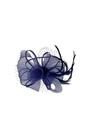Navy Double Flower Feather Fascinator, Image 2 of 2