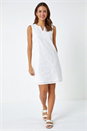 White Embroidered Cotton Shift Dress, Image 1 of 5