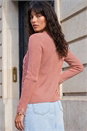 Pink Lace Trim Knit Cardigan, Image 3 of 4