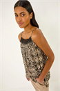 Black Geometric Lace Trim Cami Top, Image 4 of 5