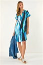 Blue Abstract Printed Linen Shift Dress, Image 1 of 5