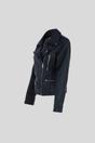 Black Genuine Leather Regular Fit Moto Biker Jacket with Zip Pockets, Image 3 of 5