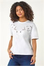 White Dusk Floral Cut Out T-Shirt, Image 4 of 5