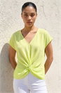 Yellow Petite Twist Hem Top, Image 1 of 4
