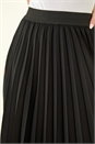 Black Petite Pleated Elastic Waist Midi Skirt, Image 5 of 5