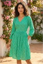 Green Dusk Ditsy Floral Print V-Neck Dress, Image 1 of 4