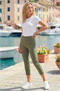 Khaki Petite Cropped Stretch Trouser, Image 1 of 3