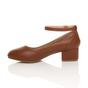 Tan AJVANI Tan Low Block Heel Ankle Strap Court Shoes, Image 3 of 6