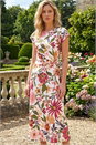 Ivory  Floral Print Wrap Twist Midi Dress, Image 2 of 4