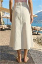 White Cotton Denim Panelled Midi Skirt, Image 3 of 4