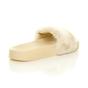 Beige Faux Fur Flip Flop Sandals Slides, Image 4 of 7