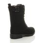 Black Lace Up Buckles Military Biker Ankle Boots, Image 4 of 6