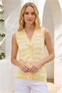 Light Yellow Flower Button Detail Knit Vest, Image 1 of 4