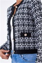 Black Boucle Knitted Contrast Cardigan, Image 5 of 7