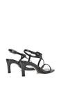 Black XY LONDON Black 'Gabriella' Square Toe Mid Stiletto Heel Sandals With Adjustable Strap, Image 3 of 5