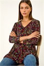 Red Disty Circle Print V-Neck Tunic, Image 1 of 5