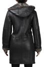 Black Womens Shearling Hooded Duffle Coat-Lile, Image 5 of 6