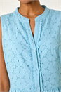 Light Blue  Cotton Broderie V-Neck Midi Dress, Image 5 of 5