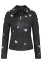 Charcoal Leather Hearts Biker Jacket  - Wynyard, Image 2 of 6