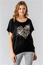 Black Diamante Embellished Animal Heart Top, Image 1 of 4