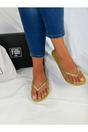 Gold St Tropez Crystal Flip Flops, Image 3 of 4