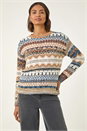 Biscuit Jacquard Soft Knit Jumper, Image 4 of 5