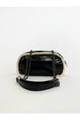 Black Patent Shoulder Bag with Borg Fur Trim, Image 2 of 6