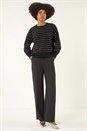 Black Fluffy Stripe Knit Jumper, Image 3 of 5