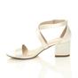 Ivory AJVANI Ivory Mid Block Heel Crossed Straps Sandals, Image 3 of 6