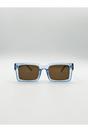 Blue Square Frame Sunglasses in Translucent Blue with Brown Lenses, Image 1 of 4