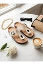 White iKrush White Wren Buckle Cork Toe Post Sandal, Image 1 of 4