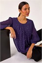 Purple Pleated Sleeve Hotfix Detail Top, Image 1 of 5