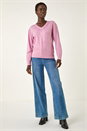PINK Sparkly Heart V-Neck Knit Jumper , Image 2 of 5