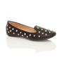 Black Flat Studded Loafers Ballet Pumps, Image 1 of 6