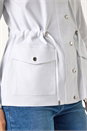 White Buttoned Stretch Safari Jacket, Image 5 of 7