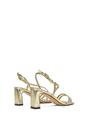 Gold XY LONDON Gold Strappy Slingback Mid Block Heel Sandals With Square Toe, Image 4 of 6